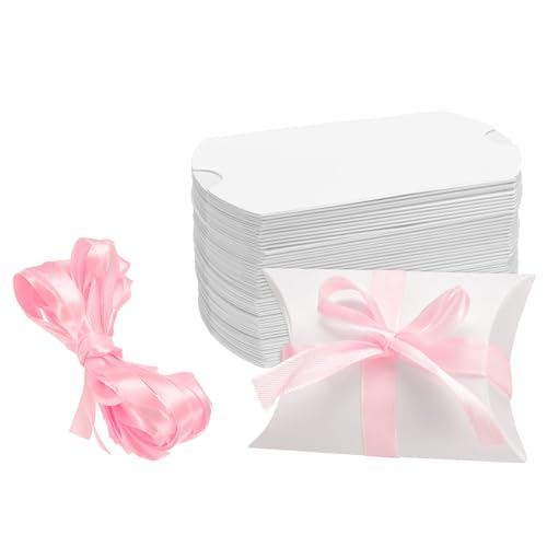Boîte cadeau en papier blanc uxcell avec ruban 9x7x2.5cm pour mariage et fête | Lot de 50
