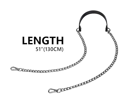 VanEnjoy 12MM Replacement Chain & Genuine Leather Shoulder Crossbody Straps for Handbags Purse Bags (Black-Gun Metal)2
