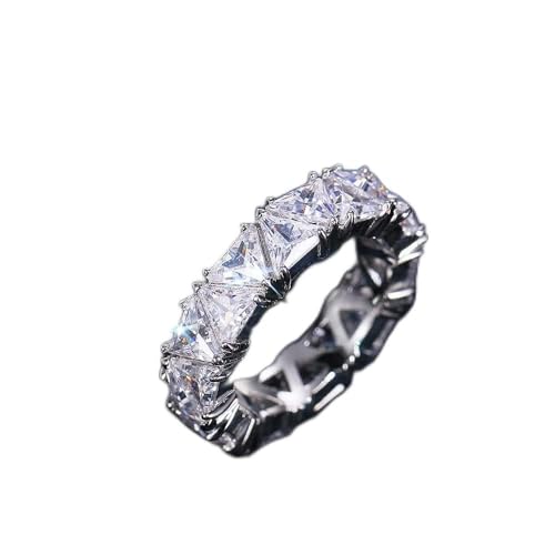 Triangle Cut 14K Silver Plated Lab Diamond Wedding Eternity Band Ring Jewelry for Women,Fashion Cubic Zirconia Promise Ring (US Size 7)