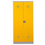 Certeo Gefahrstoffschrank | HxBxT 195 x 92 x 42 cm | Grau-Rapsgelb | Umweltschrank Chemikalienschrank Spritzmittelspind