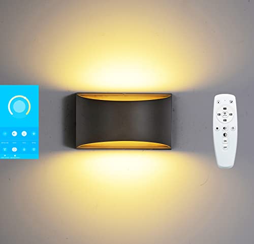 Image of Indoor Dimmable Wall Sconces with Remote Control, Modern LED Wall Lighting Fixtures Up and Down for Living Room Bedroom Hallway