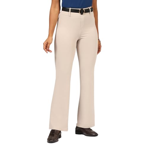 Image of Blissclub AM:PM Air Flare Trousers Cotton for Women Above 5'5 ft Tall | Bootcut Trousers and Formal Pants for Women Office wear | Tailored fit