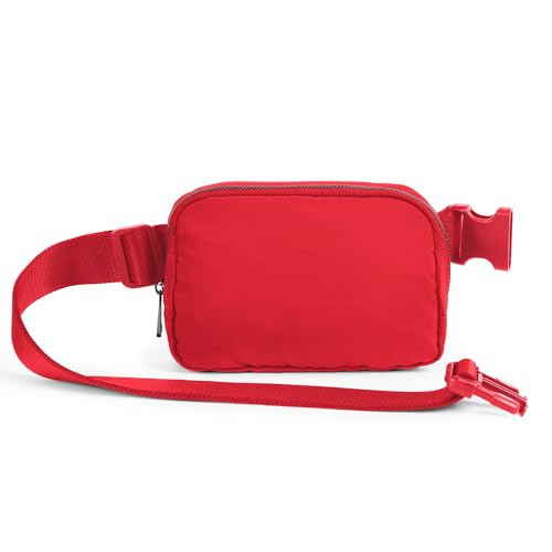 Image of ODODOS Unisex Mini Belt Bag with Adjustable Strap Small Fanny Pack for Workout Running Traveling Hiking, Red