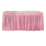 Dewocke Falda de Mesa de Rayas Rojas y Blancas, Falda para Mesa para Fiesta de Cumpleaños, Tematica de Circo Fiestas, Fiesta Carnaval Decoracion - 73 * 426CM (Rosa)