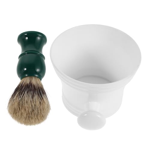 WEKAMOS Kit de Afeitado para Hombre con Cuenco Espumoso Grande Mango Ergonómico Antideslizante y Brocha Suave para Barba Completo para Cuidado Masculino Casa y Viaje