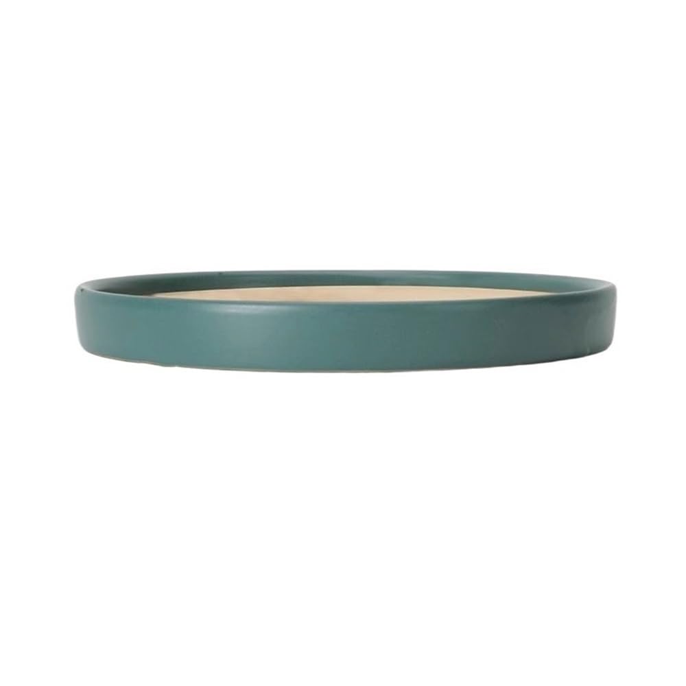 Prettiee plant dish saucer Round Plant Pallet Drip Trays 6.5 Inch, Ceramic Planter Saucer for Home Gardening (Green)