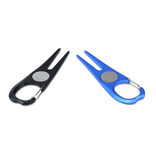 Golf Divot Repair Tool,Mcredy Metal Lightweight Golf Divot Tool,Aluminum Alloy Magnetic Golf Repair Tool,Black+Blue