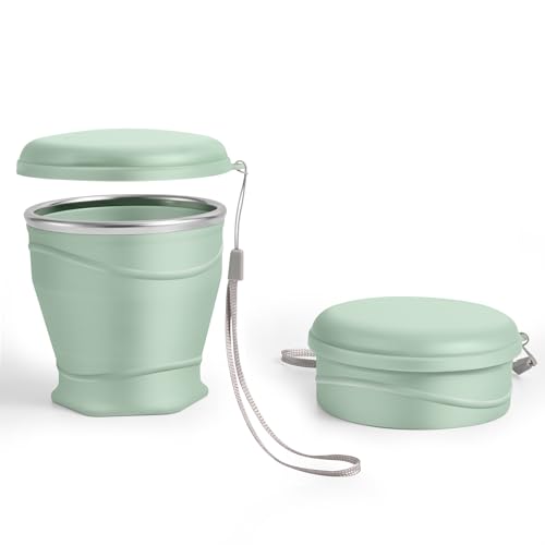 luvtree Tasse de voyage pliable en silicone avec couvercle anti-poussière - 260 ml - Sans BPA - Portable - Réutilisable pour camping, pique-nique, voyage,...