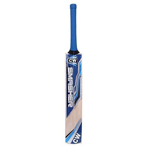 CW Smasher Blue Kashmir Willow - Pipistrello da cricket in pelle, per bambini e adulti, per 7-14 anni in su, palla di sughero, palla dura da cricket per allenamento e allenamento
