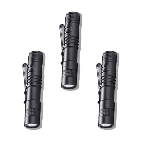 Cussity 3 Packs LED Pocket Pen Flashlight, Mini Small Pen Lights Pocket Flashlight with Clip, Waterproof LED Handheld Pen Flashlights for Outdoor/Camping/Work Cover