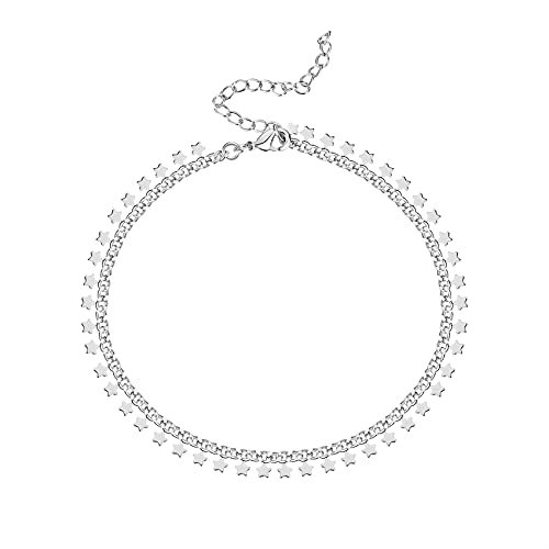 Image of PAVOI 14K Gold Plated Anklet for Women - Trendy Link Chain Ankle Bracelet Summer Jewelry - Boho Dainty Anklets with Cubic Zirconia, Beaded, Evil Eye, Star, Station, Pearls Adjustable Gold Jewelry