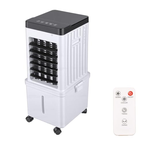 Ventilador evaporativo inteligente de 60 cm, enfriador de aire de agua portátil de 15 L con mando a distancia, 3 velocidades, 3 modos, ventilador de torre silencioso para dormitorio, salón, oficina