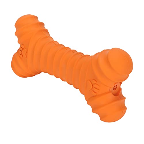 Pssopp Dog Bones Toy, Latex Squeaky Dog Toy,Pet Puppy Cat Squeaky Chewing Play Toys Bone Shaped Toys for Puppy (Orange)