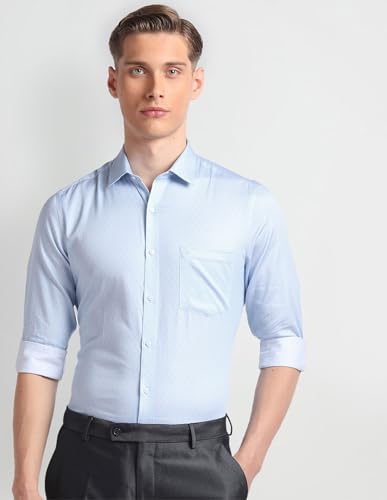 Image of Arrow Men Slim fit Cotton Printed Long Sleeves Cutaway Collar Shirt