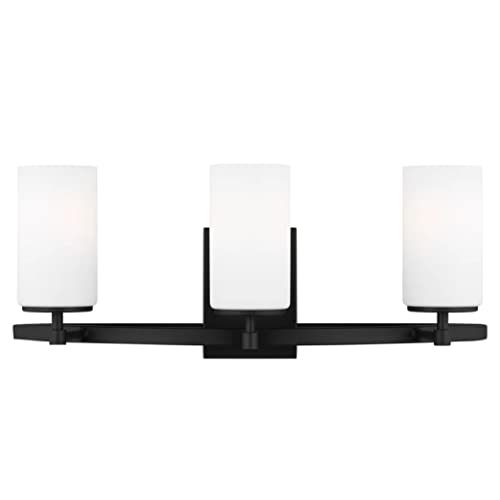 Image of Generation Lighting 3-Light Alturas Contemporary Bath Fixture Wall Lamp Midnight Black 4424603-112 | Bathroom Light Fixture for Home Decor | Wall Sconce Vanity Light Fixture and Bathroom Accessory