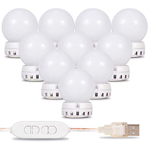 Kit 10 Lâmpadas Led Luzes De Espelho para Maquiagem Camarim Usb 6000/6500k com Interruptor e Fita Dupla Face