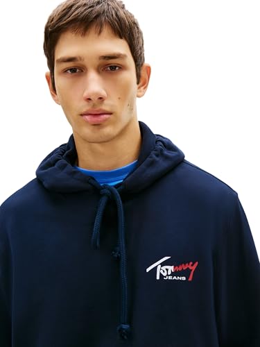 Tommy Jeans Herren Hoodie Entry Sign mit Bauchtasche, Blau (Dark Night Navy), XS – Ansicht 4