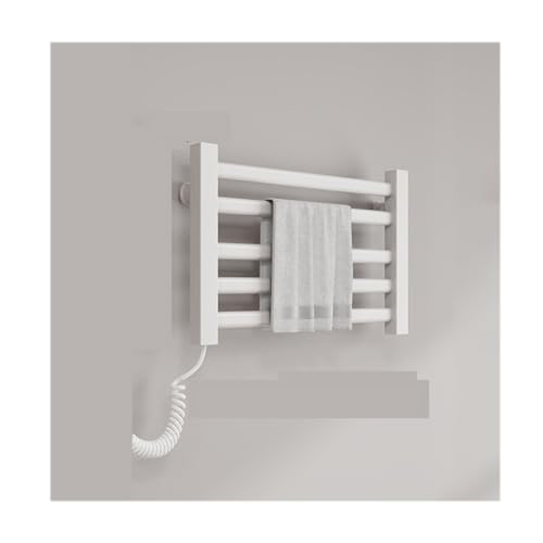 LYMGRZ Toallero calefactable de Pared para baño, Ahorro de energía, de aleación de Aluminio, enchufable, pequeño tendedero calefactable de 5 Barras, Blanco, Enchufe a la Izquierda.
