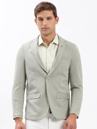 Image of SHOWOFFFF Men Solid Single Breasted Casual Blazer | Notched Lapel Full Sleeves Cotton Blazer for Mens | Slim Fit Regular Length Blazer for Men's
