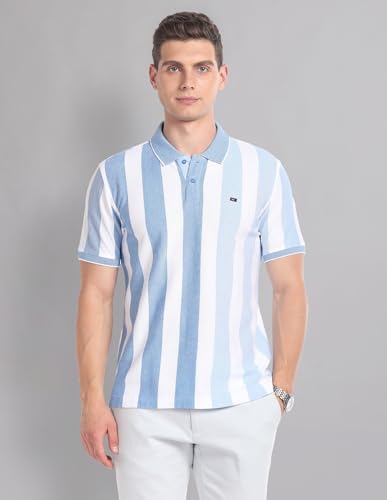 Image of AD by Arvind Blue Vertical Stripe Real Deal Polo Shirt