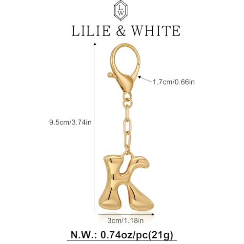 LILIE&WHITE Gold Bubble Initial Keychain For Women Handbag Charms Fashion Alphabet Keychain Accessories Gift