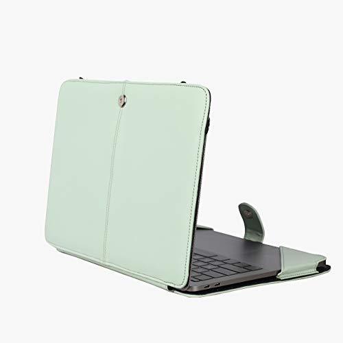 Image of ENTHOPIA 13 to 14 Inches Folio Laptop Case Cover Vegan Leather Compatible for MacBook, Lenovo, Hp, Dell &Other Notebooks - Mint