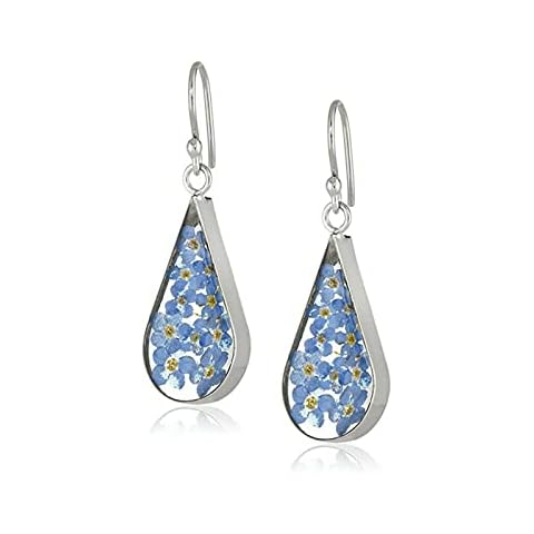 Flower Resin Teardrop-Shaped Hook Earrings for Women Stainless Steel Dangle Earrings Vintage Drop Earrings Mother's Day Valentine's Day Gift Girls Fashion - Crushed Flowers Cover