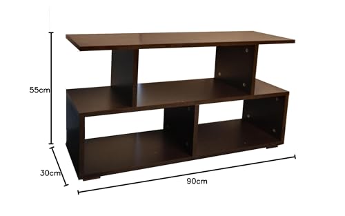 Image of AAROORA Engineered Wood TV Table Centre Unit 3 Shelf | Visual Feature of a Room | Home Decoration, Modern | Comfort and Usability | Multipurpose Storage Table (Wenge Finish)