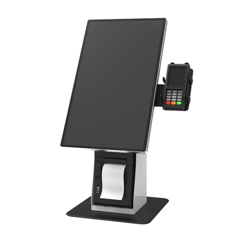 Beelta Kiosk Countertop Stand for 21.5" Computer Monitor with Printer Space and Card Reader Holder, All Metal Heavy Duty SF-2205C