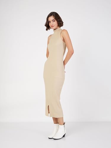 Image of Sassafras Women Rib Turtle Neck Sleeveless Midi Dress
