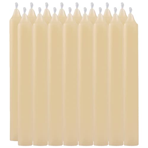 Bougie de table bougies cylindriques 100 % paraffine et mèche en coton sans parfum 17,5 cm (16 bougies, Crème) Cover