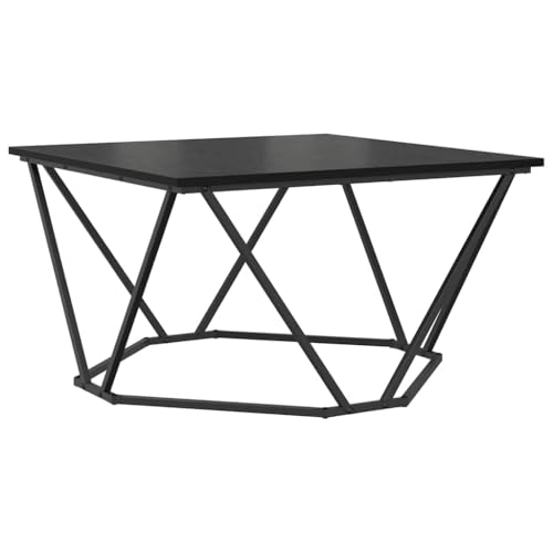 Générique Table Basse carrée chêne Noir 80 x 80 x 45 cm, Table Basse Salon Moderne en Bois d'ingénierie et Acier, Design Compact pour Petits espaces,...