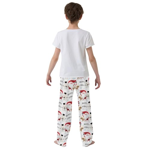 ZZXXB Happy Xmas Santa Claus Boys Long Pants Soft Trousers Elastic Waist Kids Lounge Bottoms with Pockets S-XL3