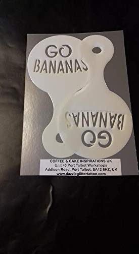 2 x Go Bananas coffee cup/cappuccino stencils cafe restaurant reusable many times