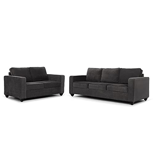Image of Wakefit Sofa Set | 3 Year Warranty | Sofa 5 Seater, 5 Seater Sofa for Living Room, Wooden Sofa Set, Sofa Set 3+2 Seater - Napper(Malphino : Smoke Grey)