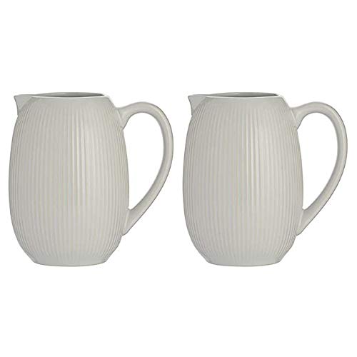 Mason Cash Kitchen Tool Stoneware Linear Sophisticated Pitcher Jug Grey (Pack of 2)