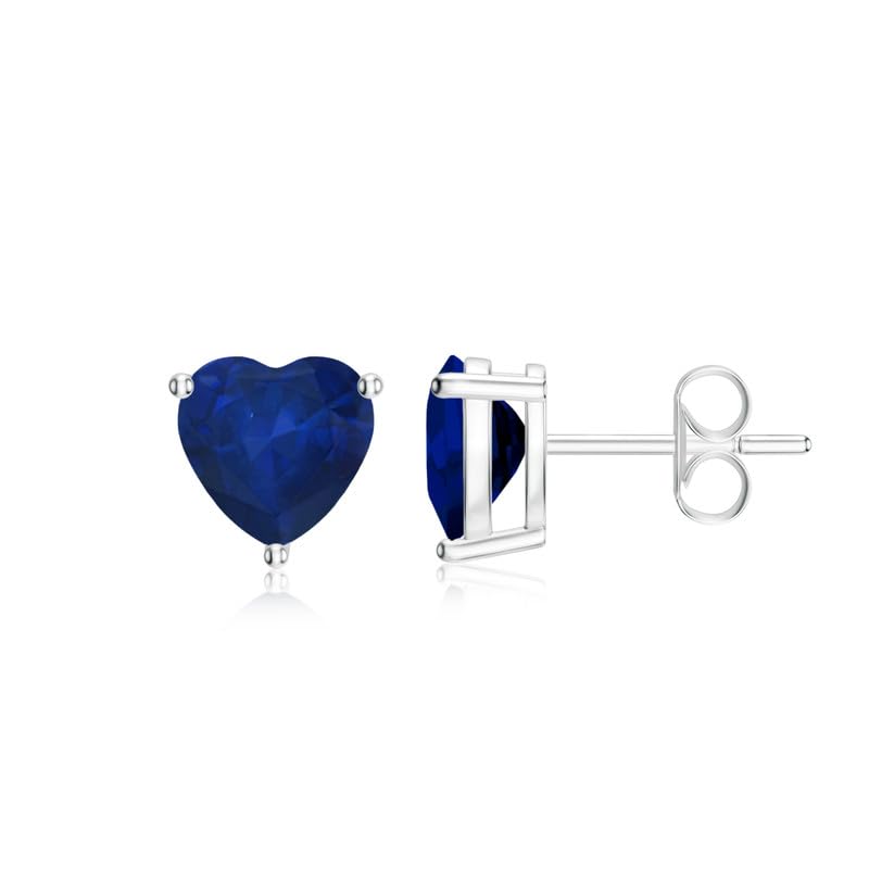 Image of Goldhartz Sterling Silver Genuine, Created or Simulated Birthstone Gemstone 7mm Heart Stud Earrings