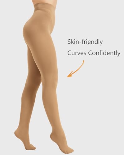 Image of DUCMODA Womens 80 Denier Opaque Tights, Women's Soft Solid Color Footed Pantyhose, High Waist Stocking with 30+ Colors