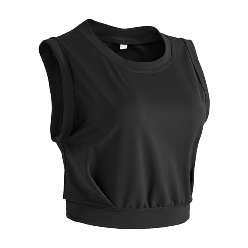 Disnace Camiseta Deportivo Sin Mangas,Camisetas De Fitness Crop Top,Chaleco De Mujer De Verano,Tank Top Mujer Deporte-Adecuado Para Hacer Ejercicio, Correr, Jugar a La Pelota (M)