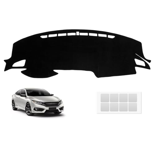 FETUSI Dashboard Cover Mat Compatible with Honda Civic 2016-2021 Accessories Dash Cover Polyester Non-Slip Dash Mat Sunshield Protector Pad Black