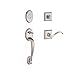 Baldwin SCCOLXCURRTSR150 Reserve Single Cylinder Handleset Columbus x Curve with Traditional Square Rose in Satin Nickel Finish Right Hand