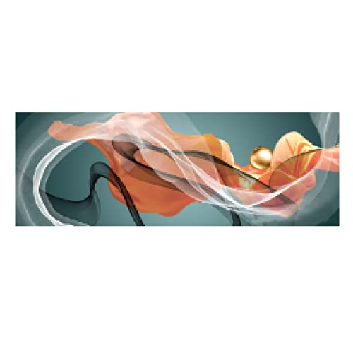 Impression murale art moderne ruban doré pour déco salon et chevet de chambre 70x210cm
