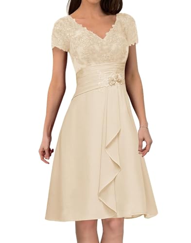 ISABUFEI Mother of The Bride Dresses for Wedding Short Sleeve Lace Chiffon Appliques Formal Dress Mother of The Groom Dresses3