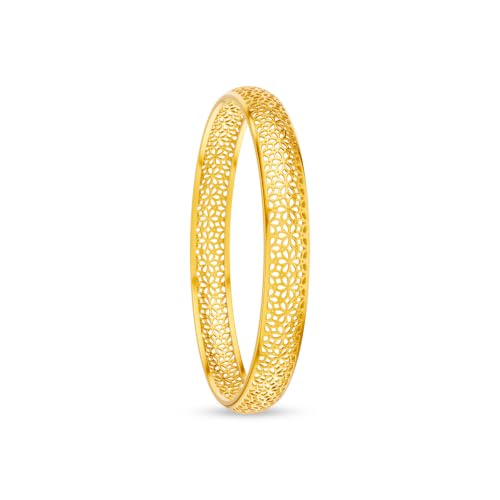 Image of KISNA 9KT Florissa Gold Bangle For Women | BIS Hallmarked Yellow Gold Bangle | Lightweight Daily Wear Gold Jewellery | Gift for Wife, Mother & Sister | S 2.6 Anna