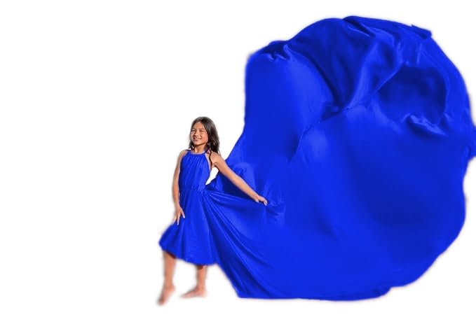 Robe de shooting bleu roi en satin pour fille avec dos nu élégant