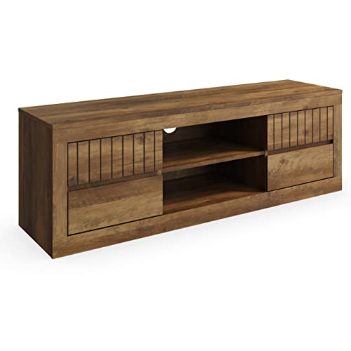 GFW Cartmel Dark Oak TV Entertainment Cabinet Unit With Storage Shelves & 4 Drawers, 130 x 39.5 x 44.8 cm, Knotty Oak
