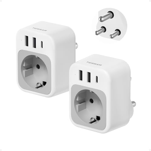 TESSAN Lot de 2 Adaptateur Afrique du Sud, Adaptateur Namibie avec 1 USB C et 2 USB A, Prise Afrique du Sud Type M, 2500W Voyage Accessoires pour Namibie, Botswana,...
