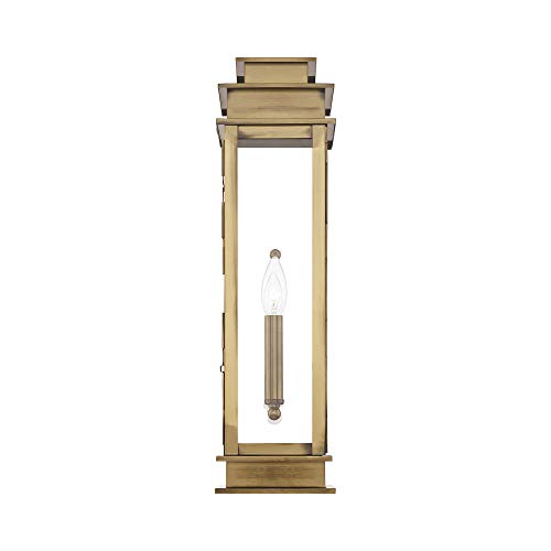 Image of Livex Lighting 20207-01 1-Light Outdoor Wall Lantern, Antique Brass | Transitional design