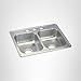 Elkay Dayton D225193 Equal Double Bowl Top Mount Stainless Steel Sink,25 x 19 x 6.5