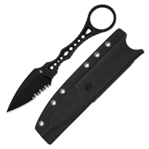 Kizer Defensor Fixed Blade Knife 2.56 440C Black Stonewashed Blade Skeletonized Tang Camping Knife with Sheath Portable Hunting Knives for Bushcraft Survival ZX-FB02M1